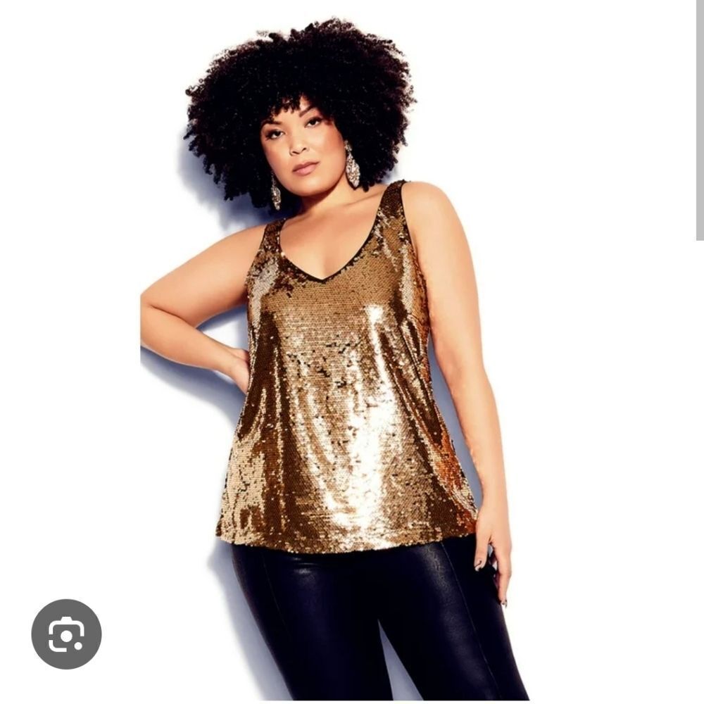 City Chic Razzle Dazzle Cami in Bronze Size 16 or City Chic S